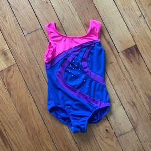 Freestyle (Danskin) Girl’s Leotard. Pink/Royal Blue/Purple. Size 7/8.